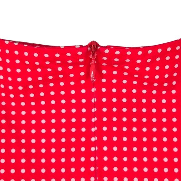 Lacoste Pink Polka Dot A Line Cotton Stretch Midi Swing Skirt Size 44 US 14 - Picture 7 of 7